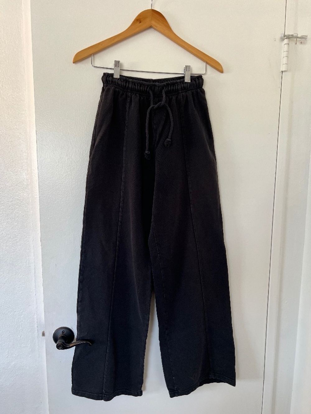 Zara Wide Leg Sweatpants Size Small Black Drawstring Elastic Waist Lounge Pants